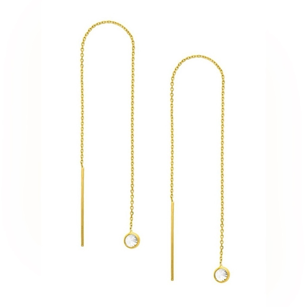 Sold Out Saks Fifth Ave. Collection 14K Gold CZ Threader Earrings NWT Fine Jewel